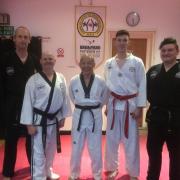 Those who took part in the seminar included: (l-r) Pete Bolton, Andy Merrick (instructor), Grand Master SW Pan, Alex Small and Louis Davis-Jones