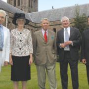 Hereford College of Arts celebrates. Pictured are Sir Roy Strong, Lady Darnley, Don McCullin, John Bulmer and HCA principal, RichardHeatley. 092850-7