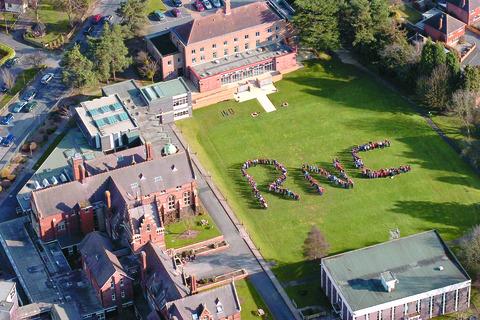 Students at Hereford's Royal National College for the Blind spell out RNC. Picture by James Maggs.