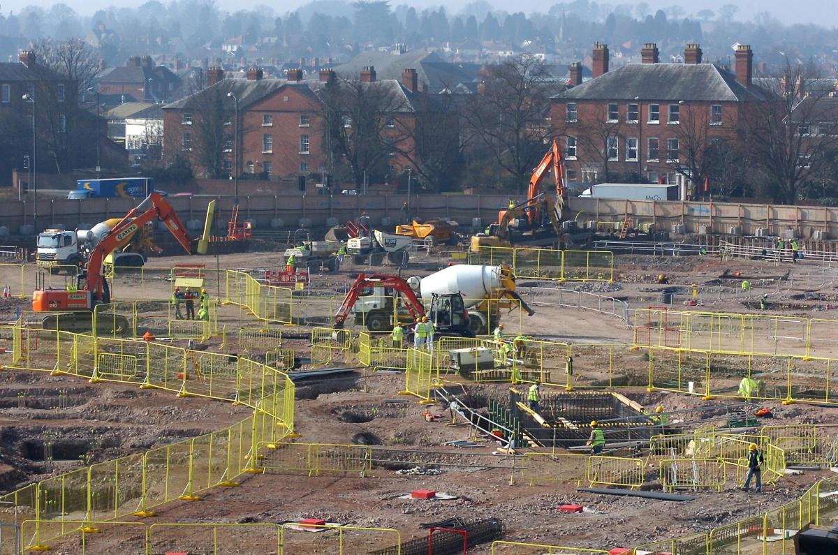 Work underway to lay the foundations of the Old Market retail development.