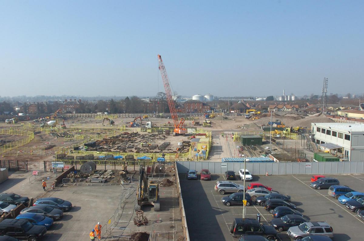 Construction work begins in March 2013.