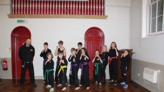 Matt Hudd with his students at his final kids session in Ledbury.