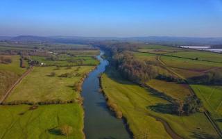 The river Wye at Hoarwithy, Herefordshire. Drone picture by Michael Peet