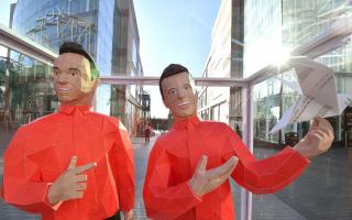Photo via Santander shows the Ant and Dec statue on tour in Birmingham on Thursday, March, 17.