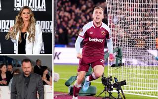 Danny Dyer, bottom left, has reacted to a West Ham United chant about his daughter Danny, top left, and star forward Jarrod Bowen, right. Picture: Adam Davy/Ian West/PA Wire
