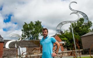 Will Carr with his kinetic sculptures at his workshop near Weobley.     Pictures: Michael Eden