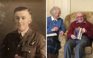Leslie Powell during the war (left) and on his 100th birthday (right)