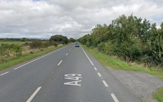 A car and a lorry crashed on the A49, near Leominster