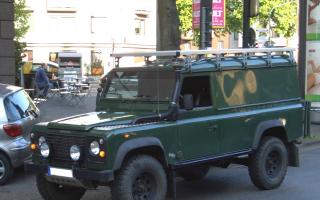 Stock image of green Land Rover Defender, not the exact car that was stolen