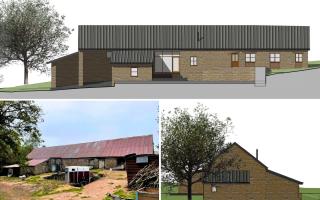 Views of the conversion plan, now approved, and the existing listed barn