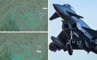 The two routes taken by Eurofighter Typhoons were all around Herefordshire