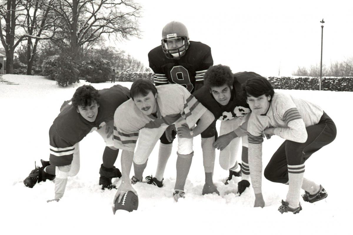 Hereford Chargers American Football Team members pictured at Castle Green, Hereford. 19th January 1985.