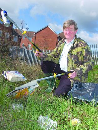 Kip Waistell pictured at the launch of Hereford Against Litter.